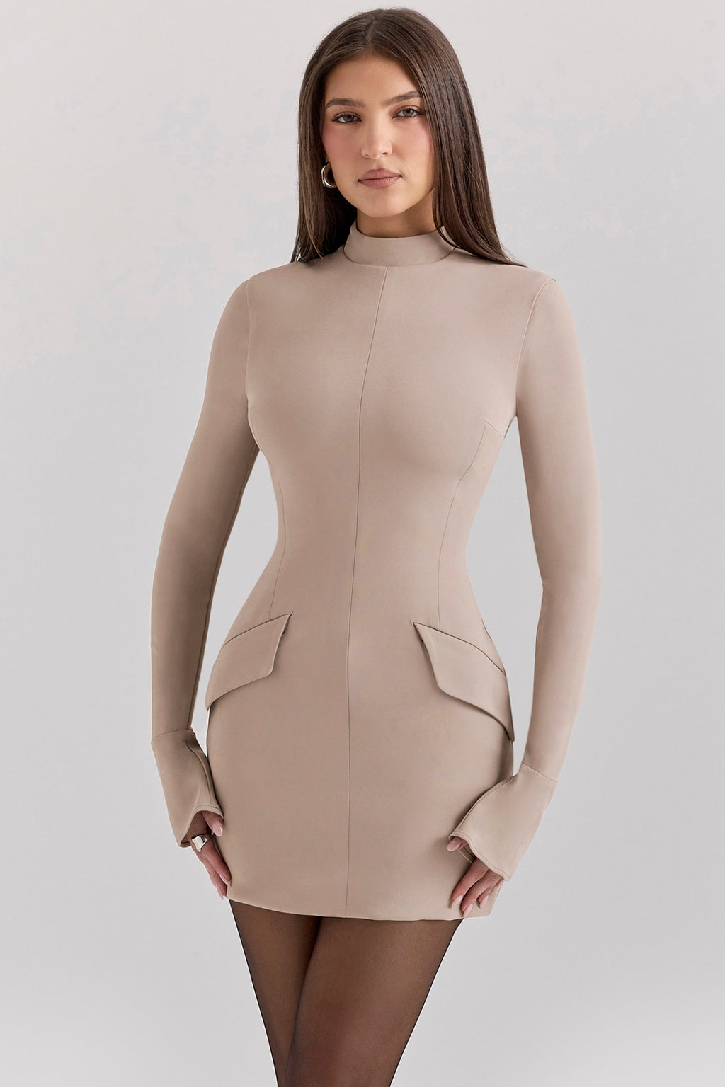 Sleek Elegance Nude Mini Dress