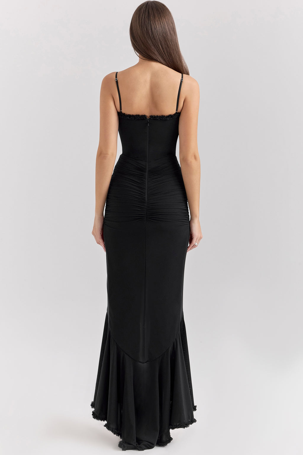Midnight Ruffle Elegance Maxi Dress
