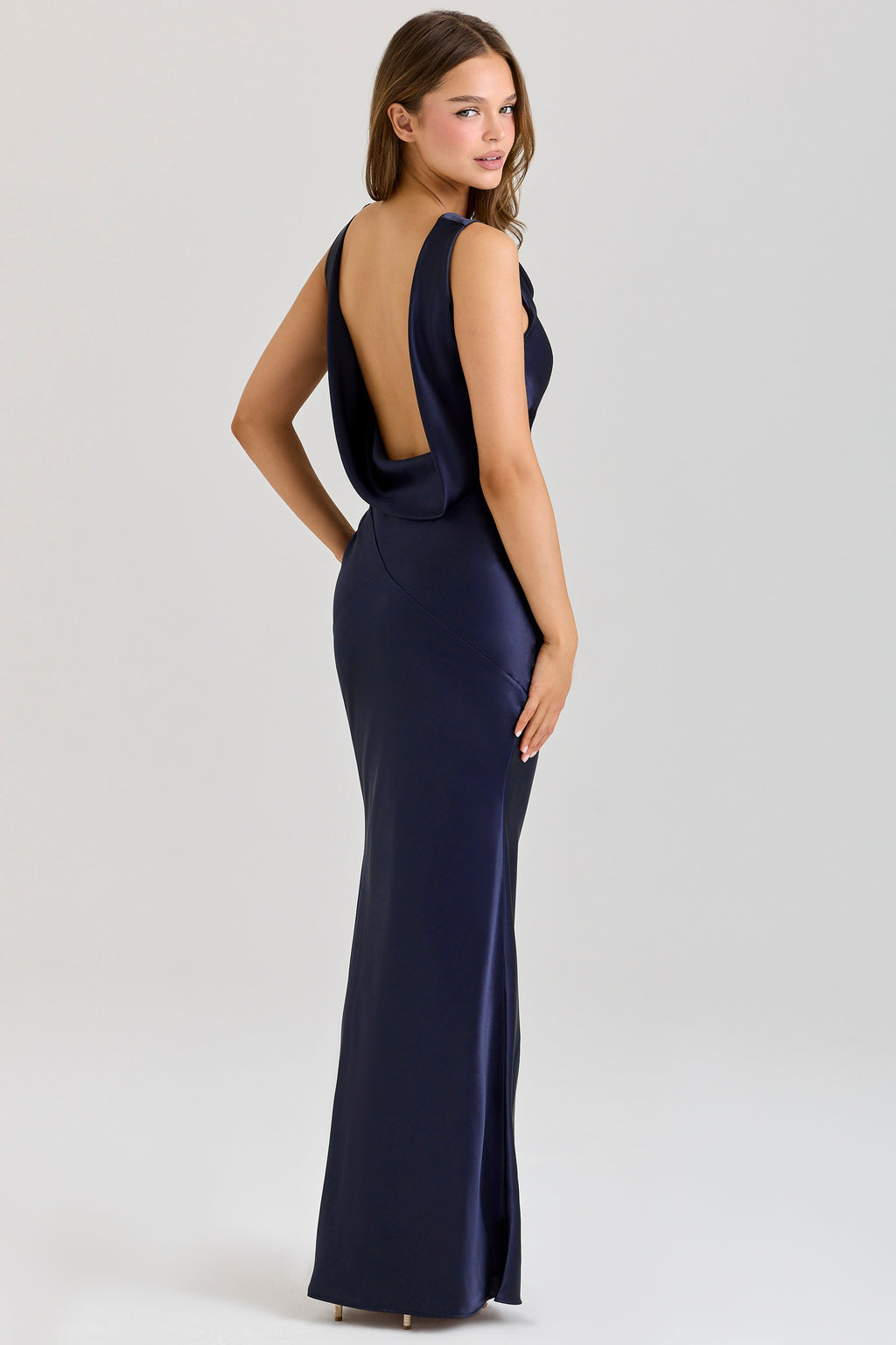 Midnight Luxe Backless Satin Gown