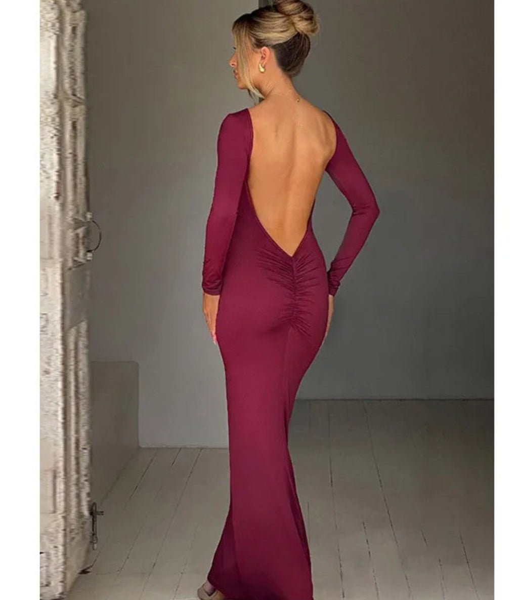 Burgundy Siren Long Sleeve Gown