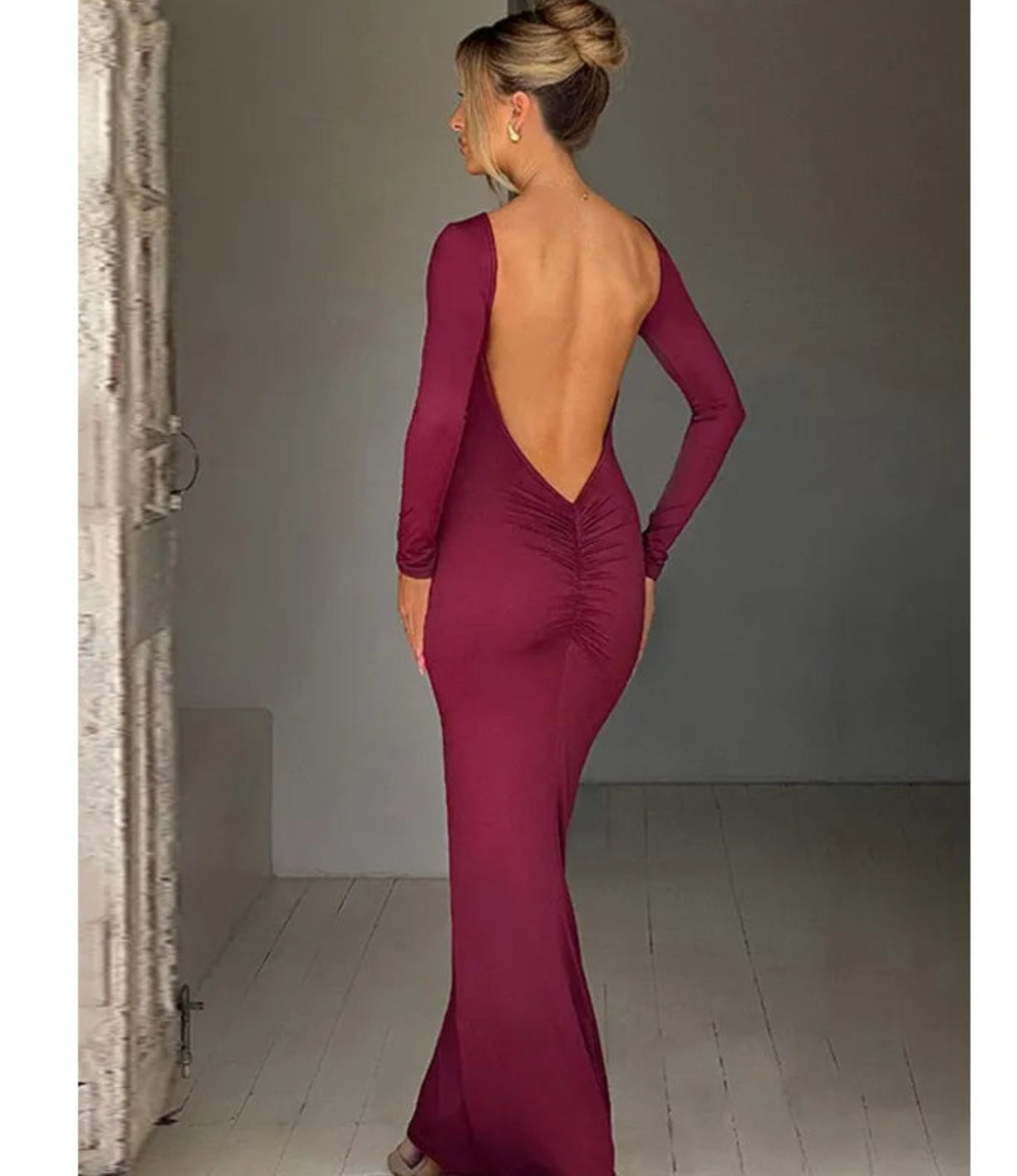 Burgundy Siren Long Sleeve Gown