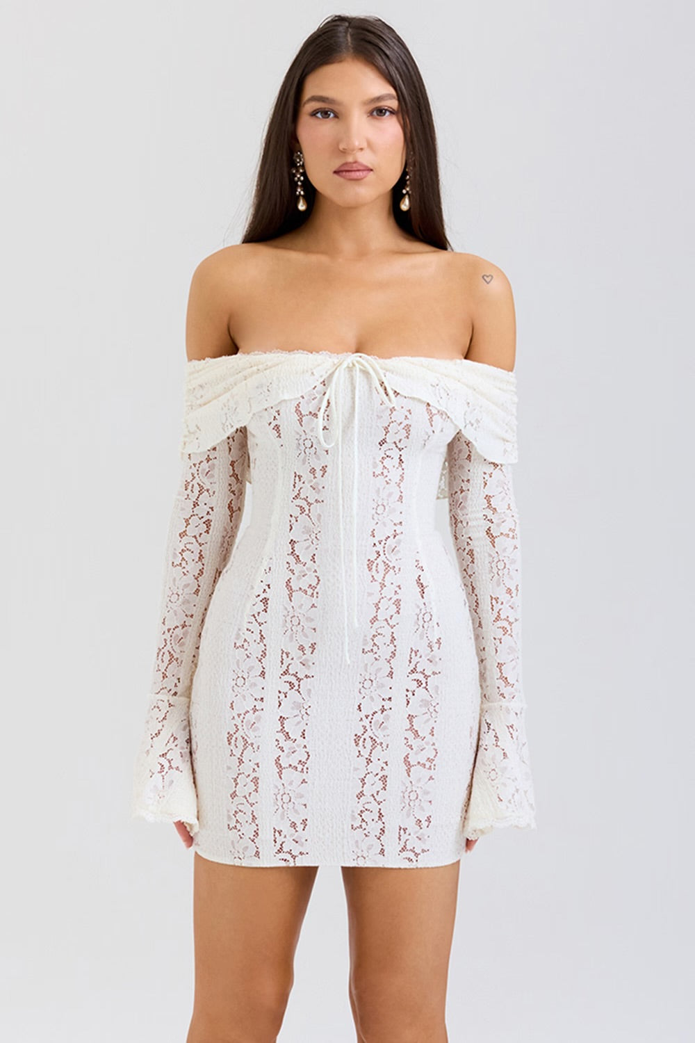 Angelic Lace Off-Shoulder Mini Dress