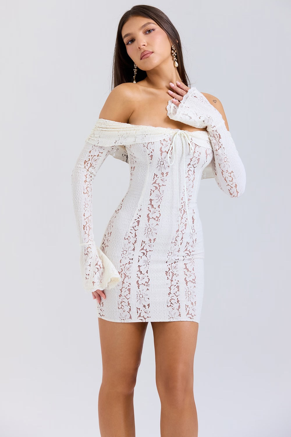 Angelic Lace Off-Shoulder Mini Dress