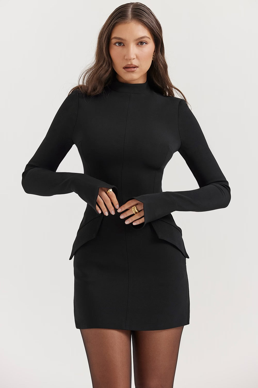 Structured Noir Mini Dress