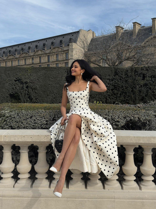 Riviera Charm Polka Dot Maxi Dress