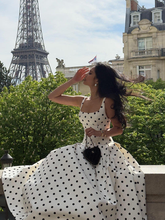 Riviera Charm Polka Dot Maxi Dress