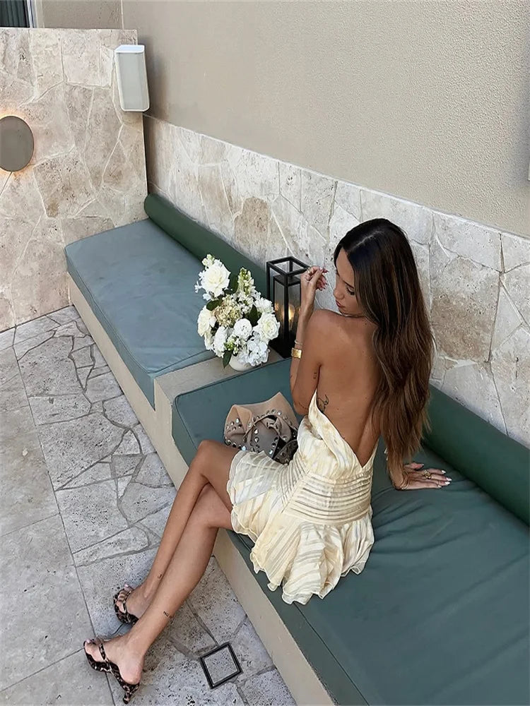 St. Tropez Halter Ruffle Dress