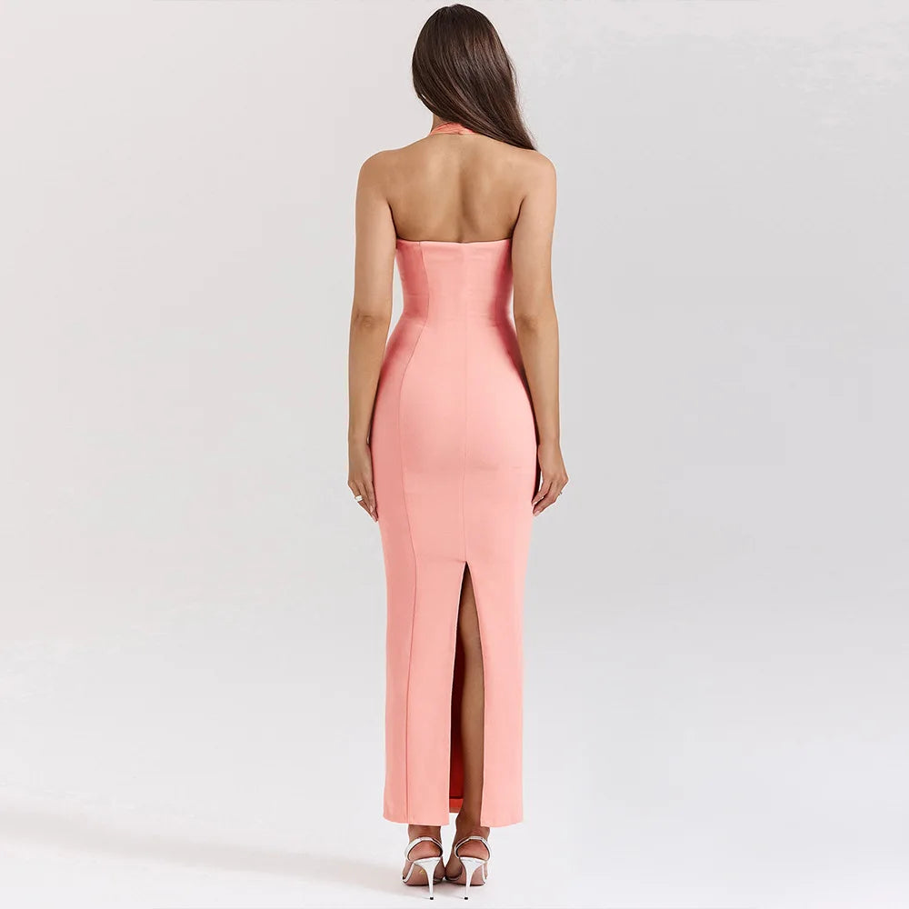 Peach Halter Siren Gown