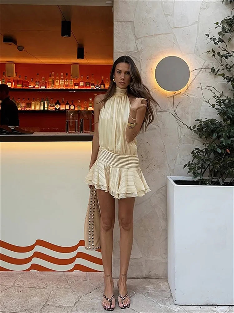 St. Tropez Halter Ruffle Dress
