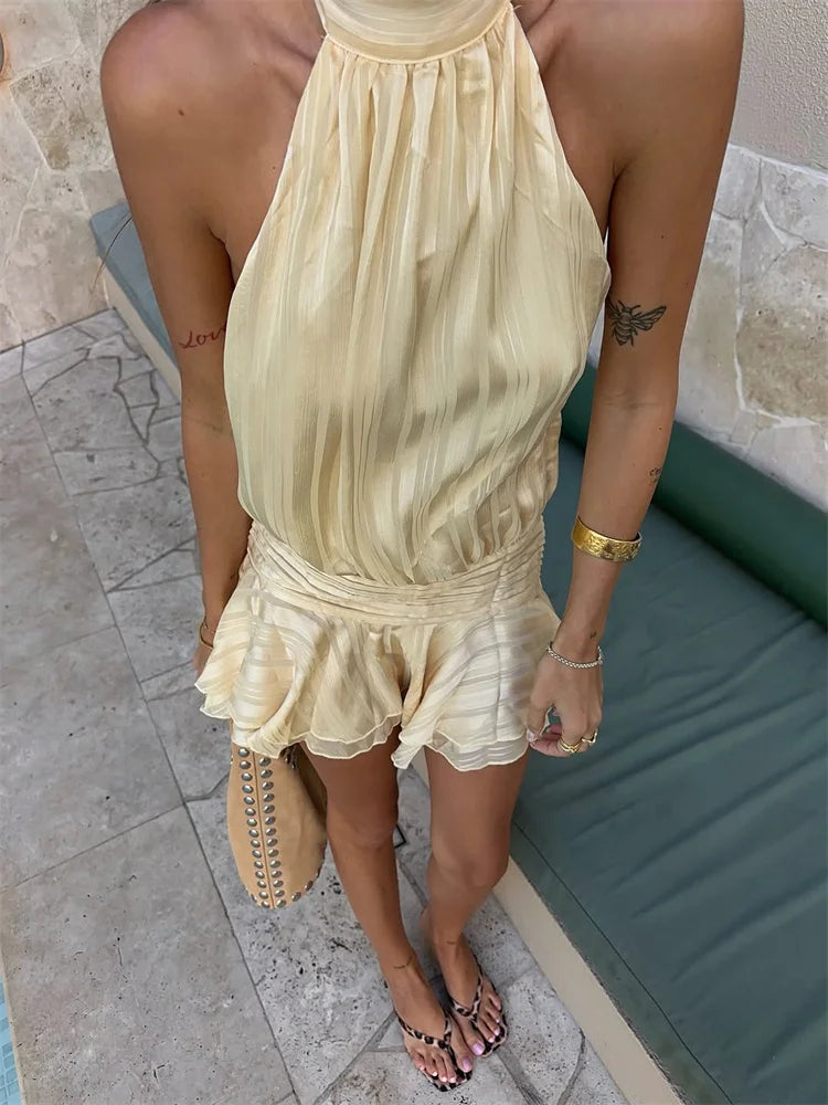 St. Tropez Halter Ruffle Dress