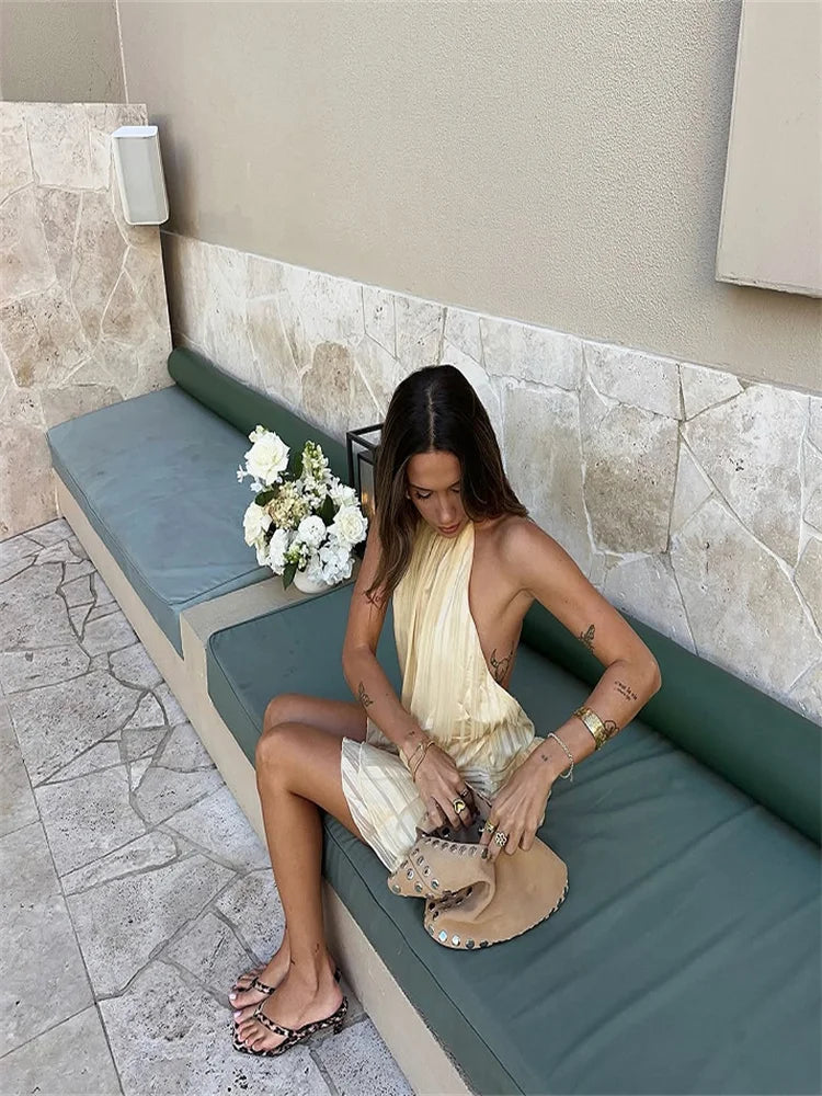 St. Tropez Halter Ruffle Dress