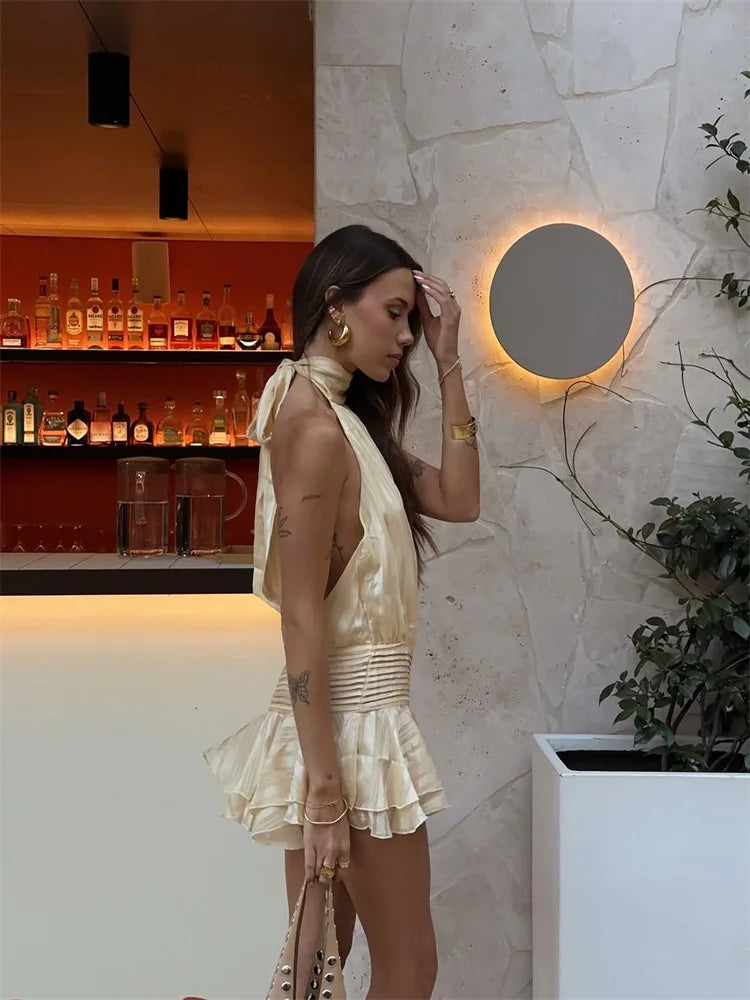 St. Tropez Halter Ruffle Dress